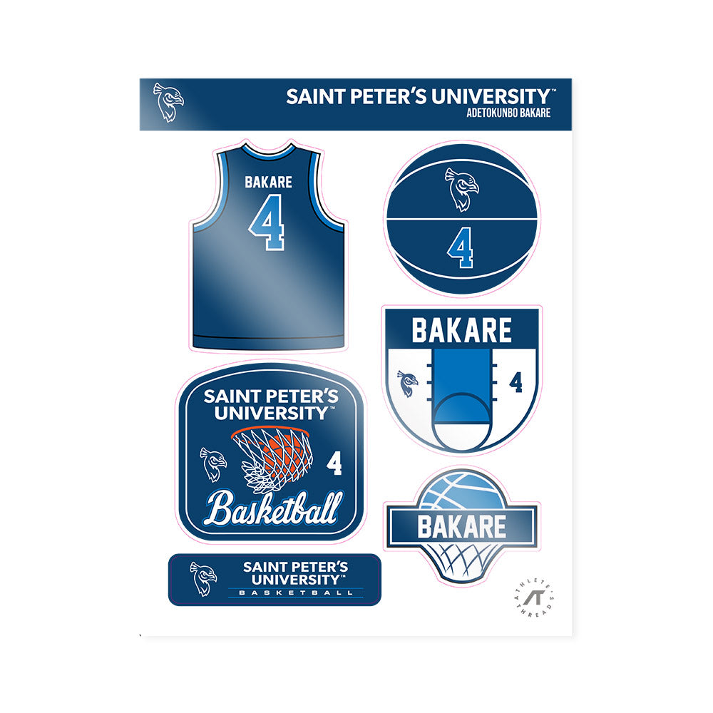 Saint Peter's - NCAA Men's Basketball : Adetokunbo Bakare - Sticker Sheet-0