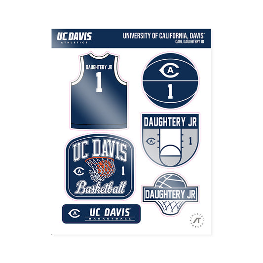 UC Davis - NCAA Men's Basketball : Carl Daughtery Jr - Sticker Sheet-0