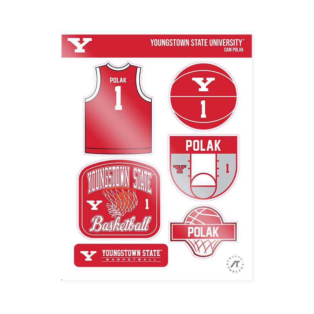 Youngstown State - NCAA Men's Basketball : Cam Polak - Sticker Sheet-0