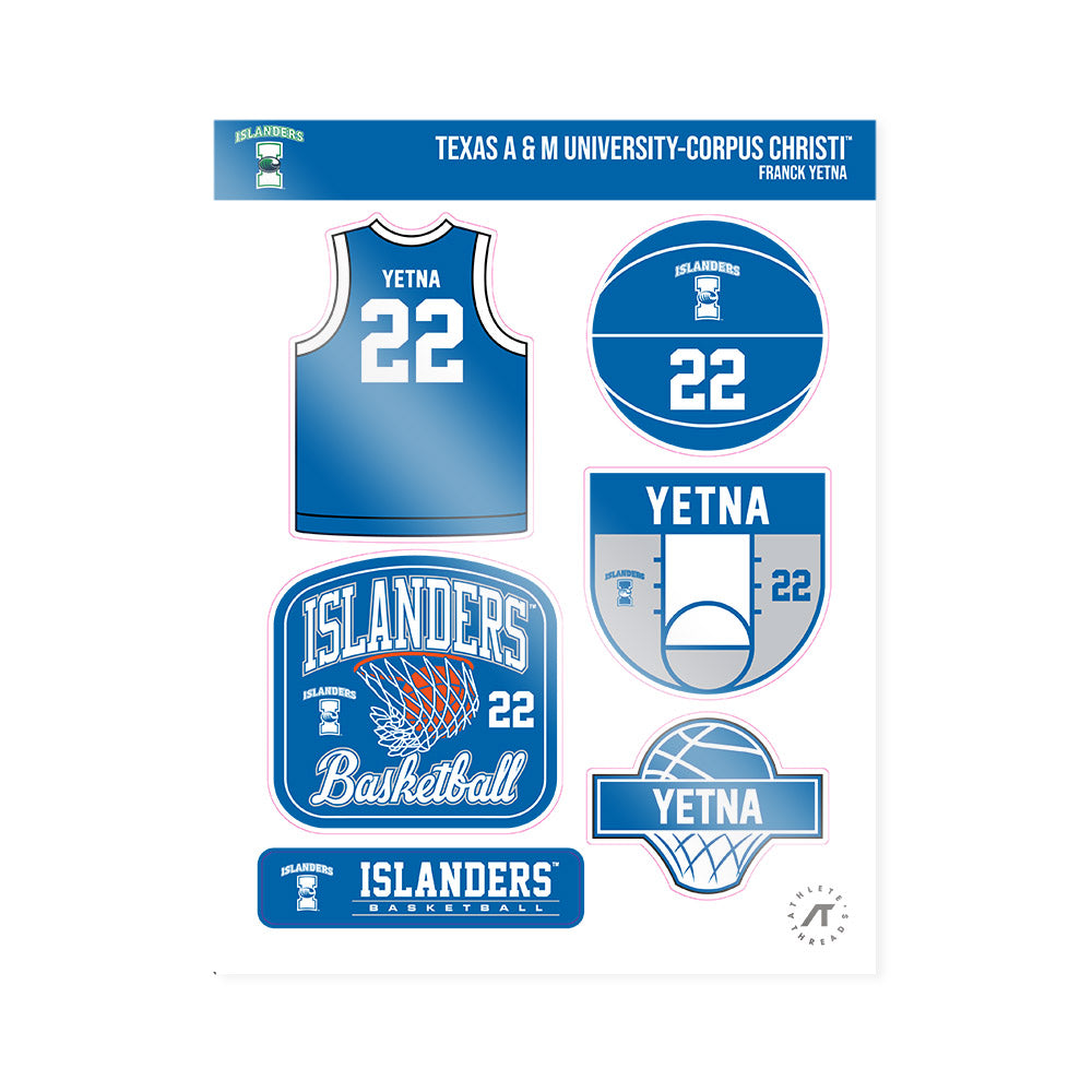 Texas A&M Corpus Christi - NCAA Men's Basketball : Franck Yetna - Sticker Sheet-0