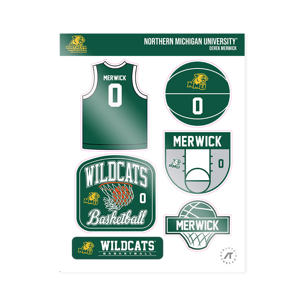 Northern Michigan - NCAA Men's Basketball : Derek Merwick - Sticker Sheet-0