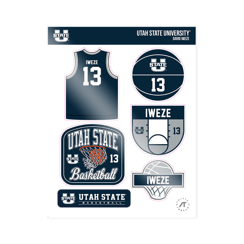 Utah State - NCAA Men's Basketball : David Iweze - Sticker Sheet-0