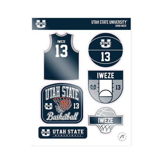 Utah State - NCAA Men's Basketball : David Iweze - Sticker Sheet-0