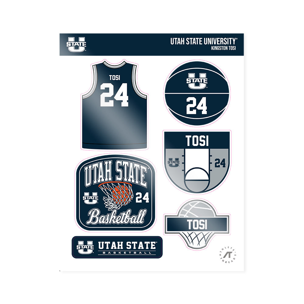 Utah State - NCAA Men's Basketball : Kingston Tosi - Sticker Sheet-0