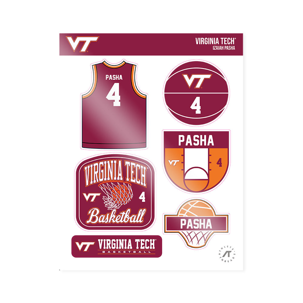 Virginia Tech - NCAA Men's Basketball : Izaiah Pasha - Sticker Sheet-0