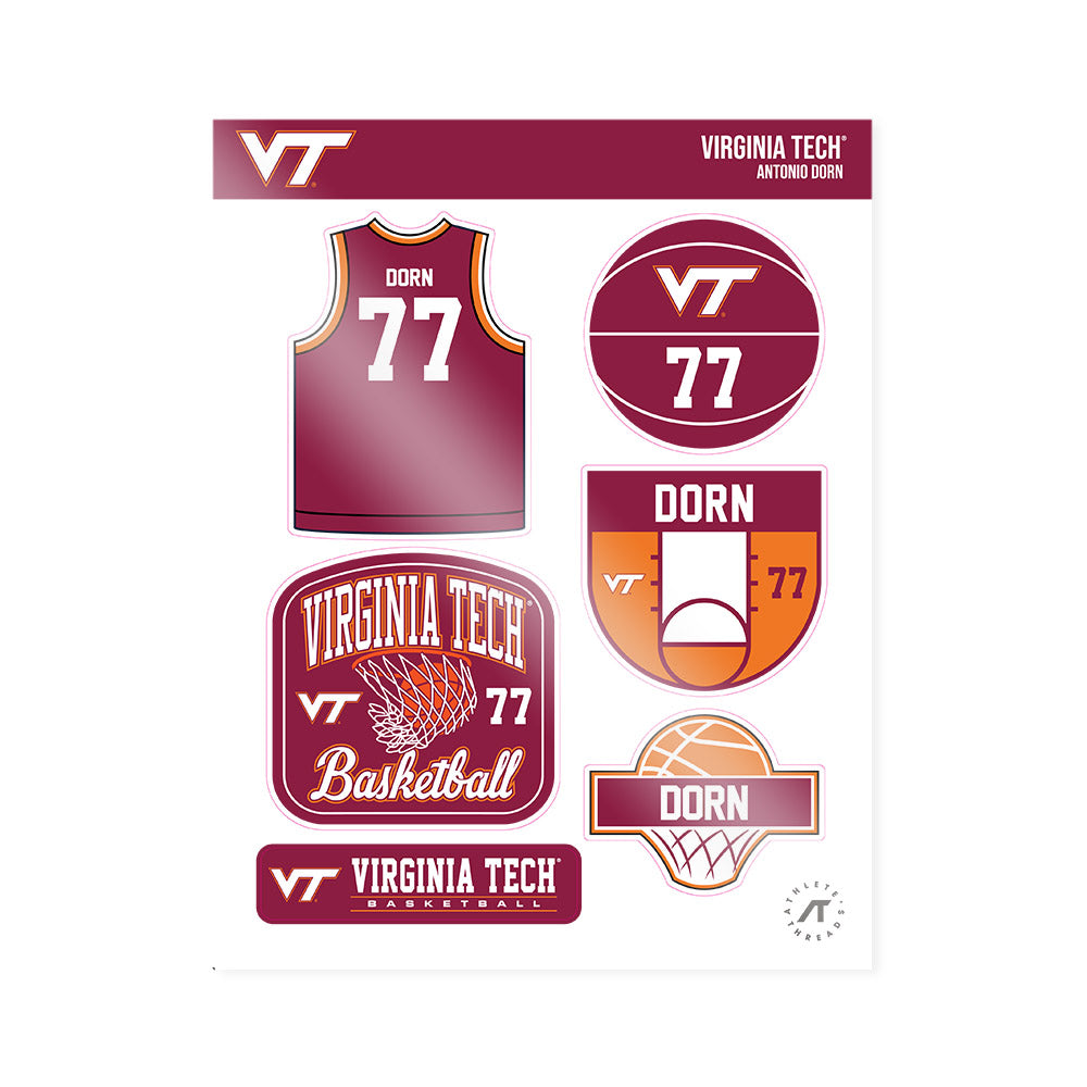 Virginia Tech - NCAA Men's Basketball : Antonio Dorn - Sticker Sheet-0