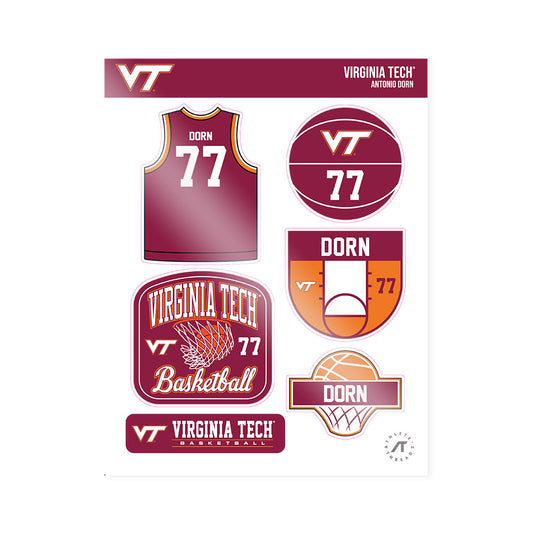 Virginia Tech - NCAA Men's Basketball : Antonio Dorn - Sticker Sheet-0
