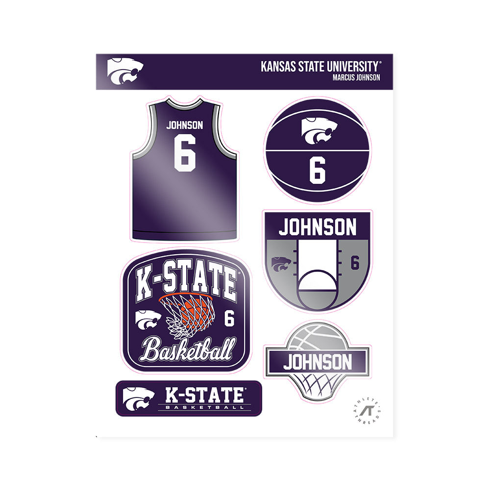 Kansas State - NCAA Men's Basketball : Marcus Johnson - Sticker Sheet-0