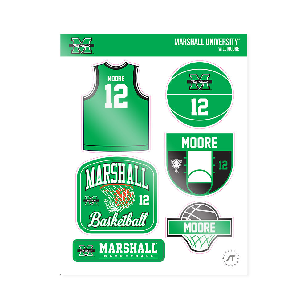 Marshall - NCAA Men's Basketball : Will Moore - Sticker Sheet-0