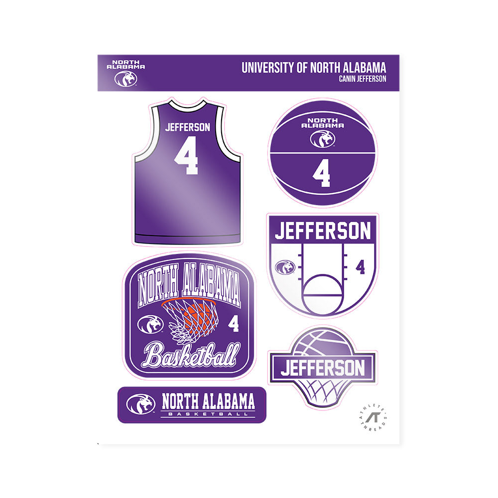 North Alabama - NCAA Men's Basketball : Canin Jefferson - Sticker Sheet-0