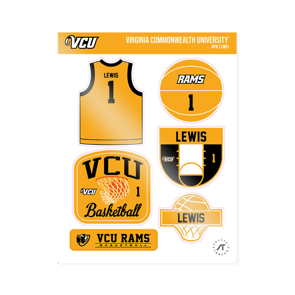 VCU - NCAA Men's Basketball : Nyk Lewis - Sticker Sheet-0