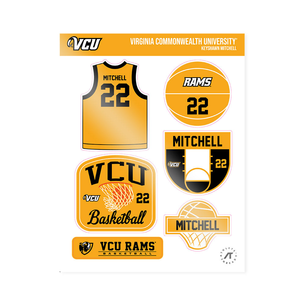 VCU - NCAA Men's Basketball : Keyshawn Mitchell - Sticker Sheet-0