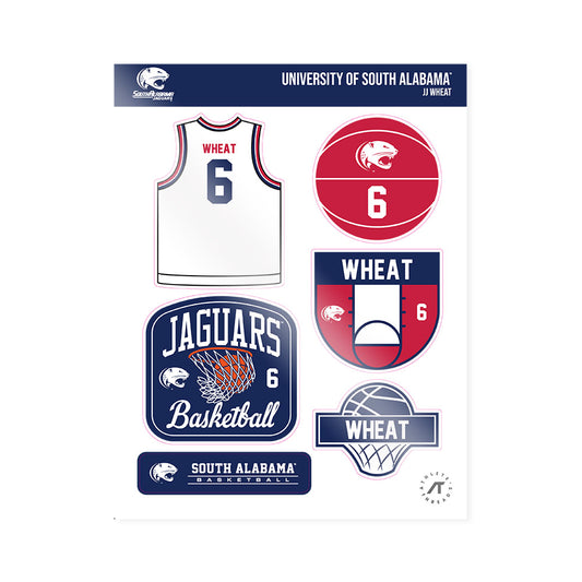 South Alabama - NCAA Men's Basketball : Jj Wheat - Sticker Sheet-0