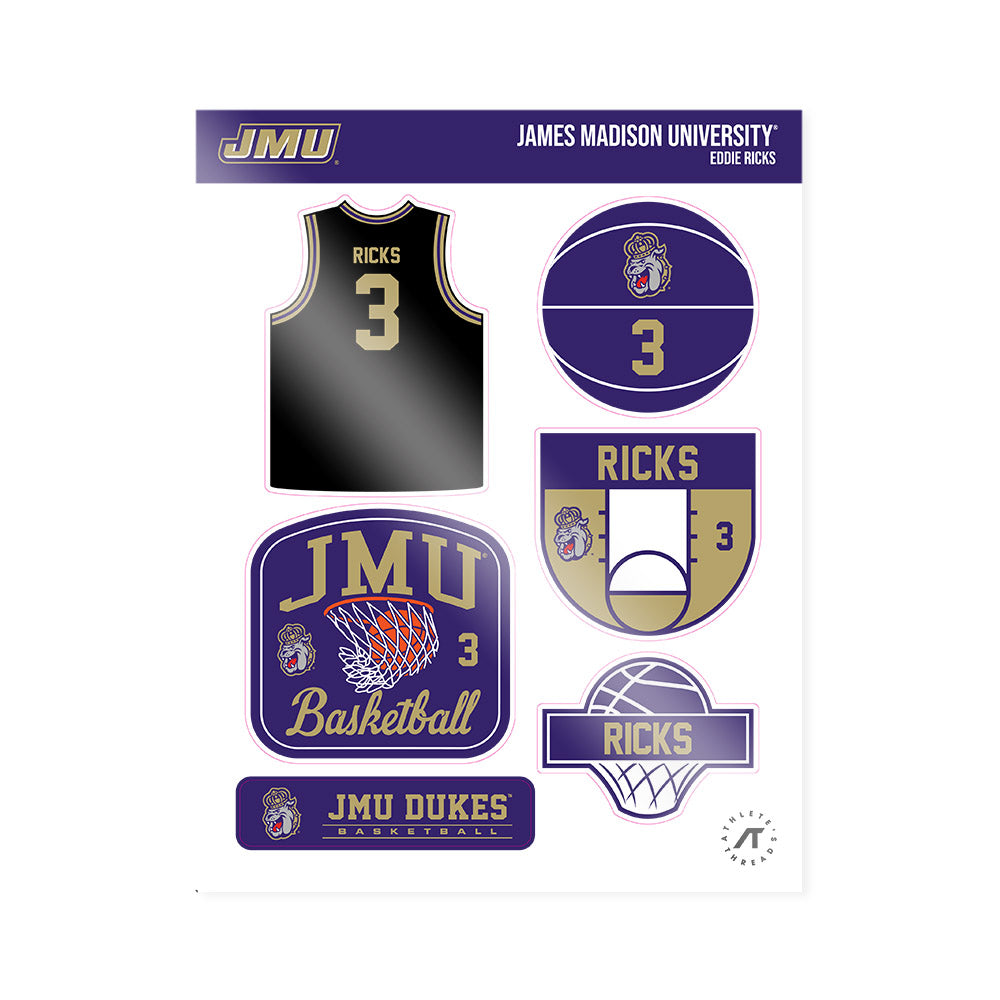 JMU - NCAA Men's Basketball : Eddie Ricks - Sticker Sheet-0