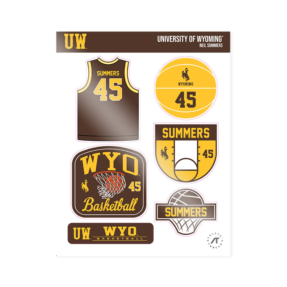 Wyoming - NCAA Men's Basketball : Neil Summers - Sticker Sheet-0