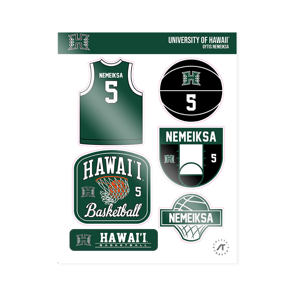 Hawaii - NCAA Men's Basketball : Gytis Nemeiksa - Sticker Sheet-0