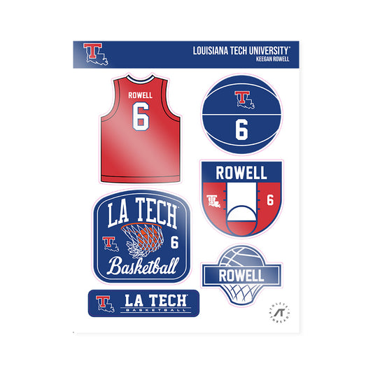LA Tech - NCAA Men's Basketball : Keegan Rowell - Sticker Sheet-0
