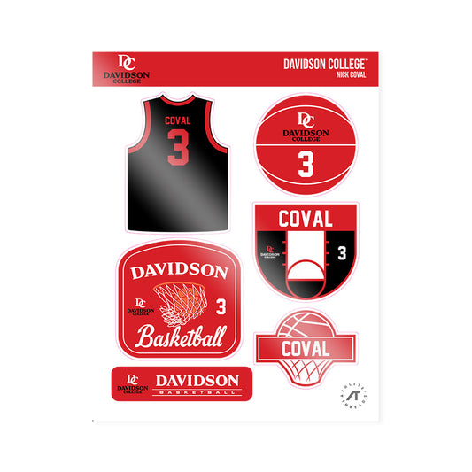 Davidson - NCAA Men's Basketball : Nick Coval - Sticker Sheet-0
