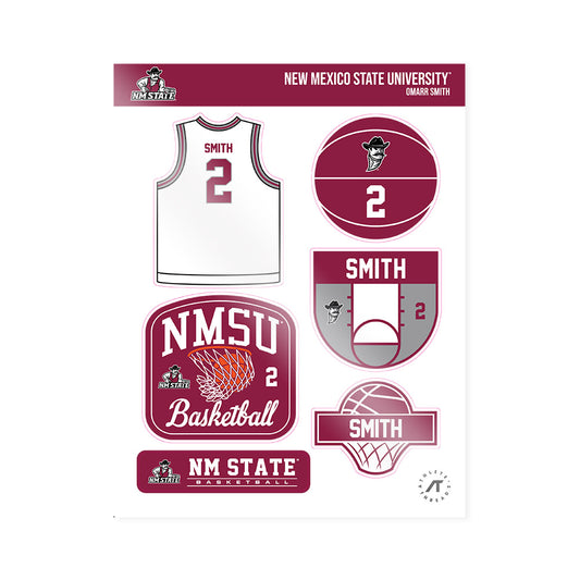 NMSU - NCAA Men's Basketball : Omarr Smith - Sticker Sheet-0