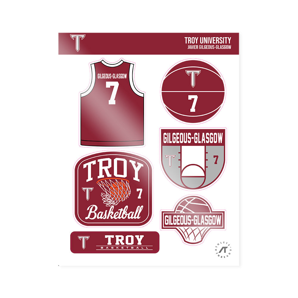 Troy - NCAA Men's Basketball : Javier Gilgeous-Glasgow - Sticker Sheet-0