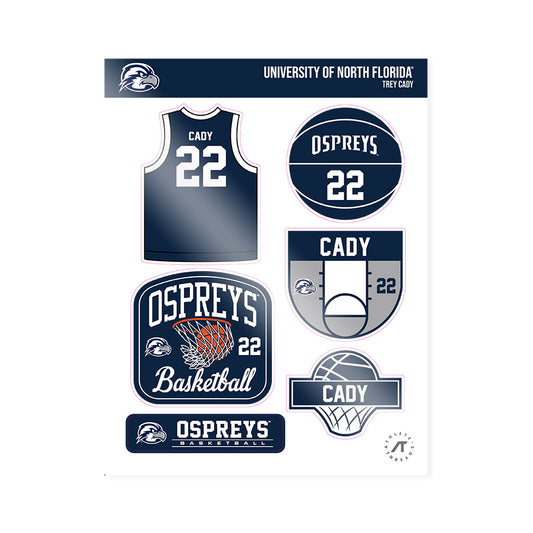 UNF - NCAA Men's Basketball : Trey Cady - Sticker Sheet-0