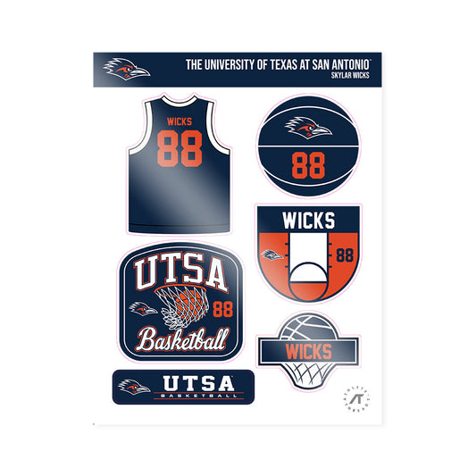 UTSA - NCAA Men's Basketball : Skylar Wicks - Sticker Sheet-0