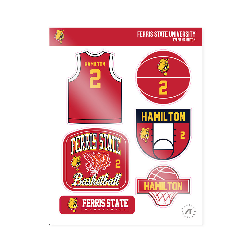 Ferris State - NCAA Men's Basketball : Tyler Hamilton - Sticker Sheet-0