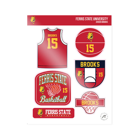 Ferris State - NCAA Men's Basketball : Jorden Brooks - Sticker Sheet-0