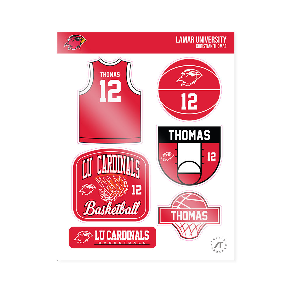Lamar - NCAA Men's Basketball : Christian Thomas - Sticker Sheet-0