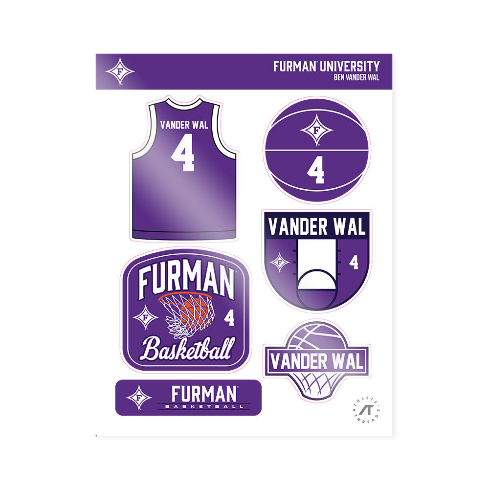 Furman - NCAA Men's Basketball : Ben Vander Wal - Sticker Sheet-0