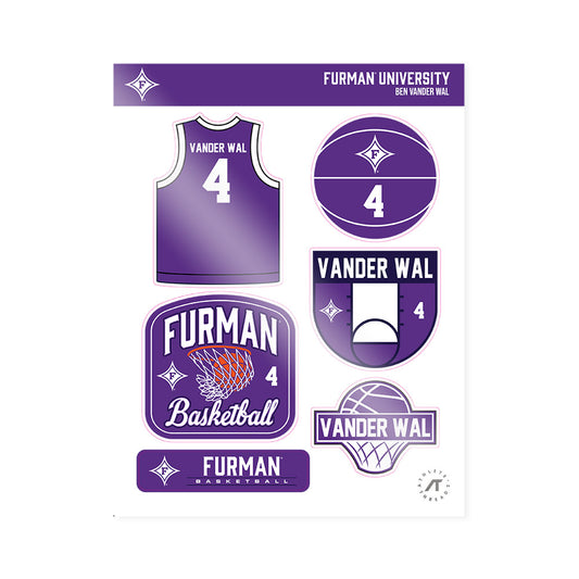 Furman - NCAA Men's Basketball : Ben Vander Wal - Sticker Sheet-0