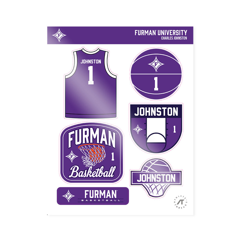 Furman - NCAA Men's Basketball : Charles Johnston - Sticker Sheet-0