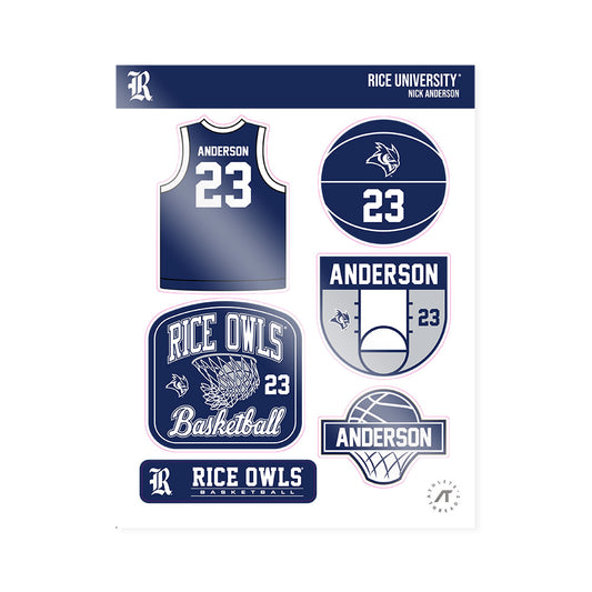 Rice - NCAA Men's Basketball : Nick Anderson - Sticker Sheet-0