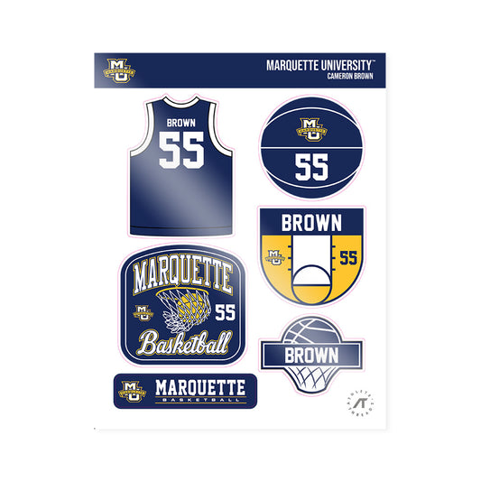 Marquette - NCAA Men's Basketball : Cameron Brown - Sticker Sheet-0