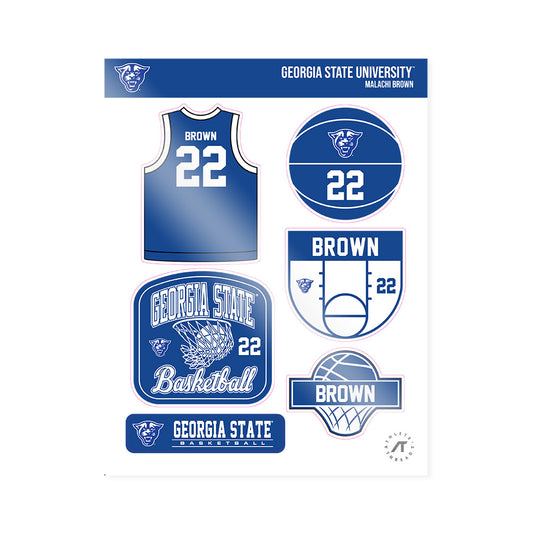Georgia State - NCAA Men's Basketball : Malachi Brown - Sticker Sheet-0