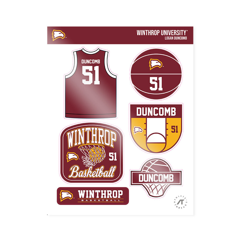 Winthrop - NCAA Men's Basketball : Logan Duncomb - Sticker Sheet-0