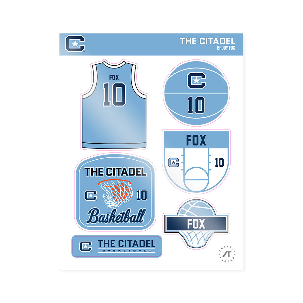 The Citadel - NCAA Men's Basketball : Brody Fox - Sticker Sheet-0
