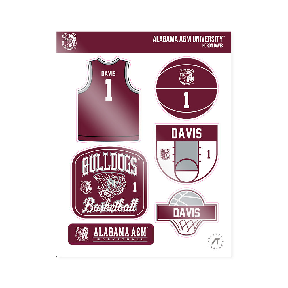 AAMU - NCAA Men's Basketball : Koron Davis - Sticker Sheet-0