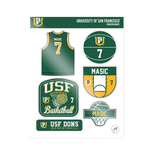 USFCA - NCAA Men's Basketball : Vukasin Masic - Sticker Sheet-0
