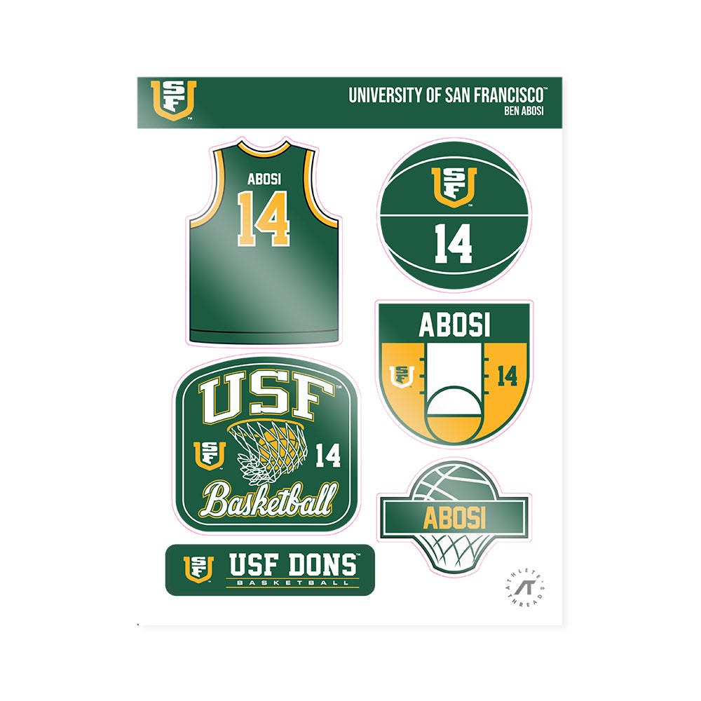 USFCA - NCAA Men's Basketball : Ben Abosi - Sticker Sheet-0