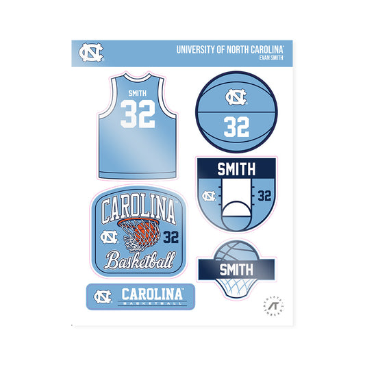 UNC - NCAA Men's Basketball : Evan Smith - Sticker Sheet-0