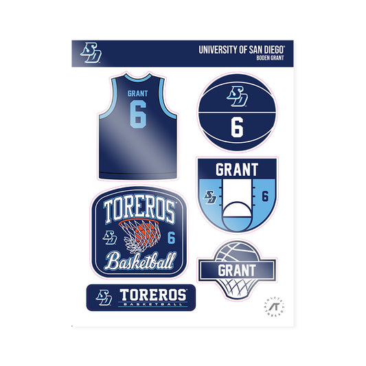 San Diego - NCAA Men's Basketball : Boden Grant - Sticker Sheet-0
