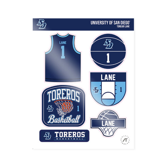 San Diego - NCAA Men's Basketball : Toneari Lane - Sticker Sheet-0