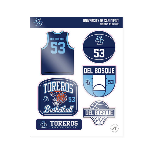 San Diego - NCAA Men's Basketball : Nicholas Del Bosque - Sticker Sheet-0