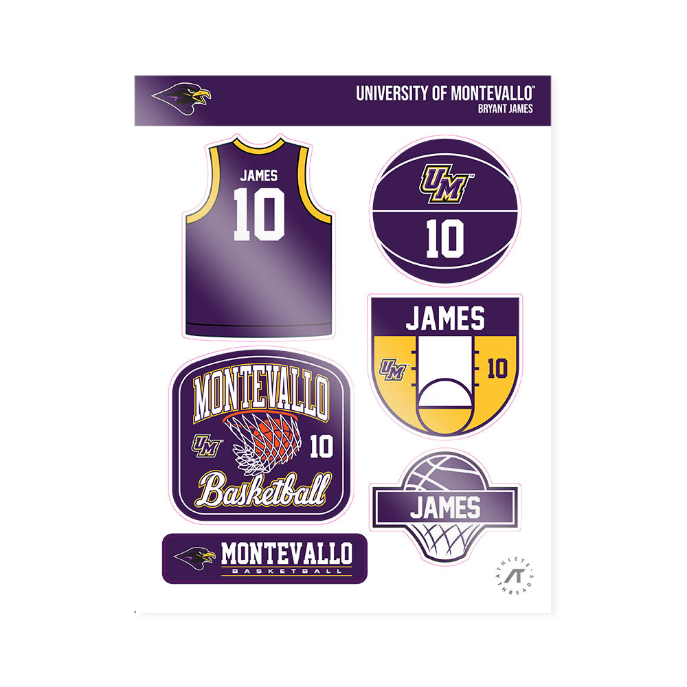 Montevallo - NCAA Men's Basketball : Bryant James - Sticker Sheet-0