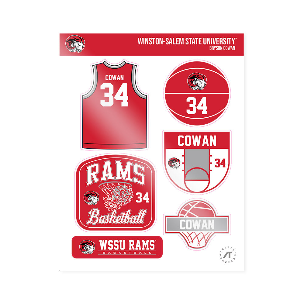 WSSU - NCAA Men's Basketball : Bryson Cowan - Sticker Sheet-0