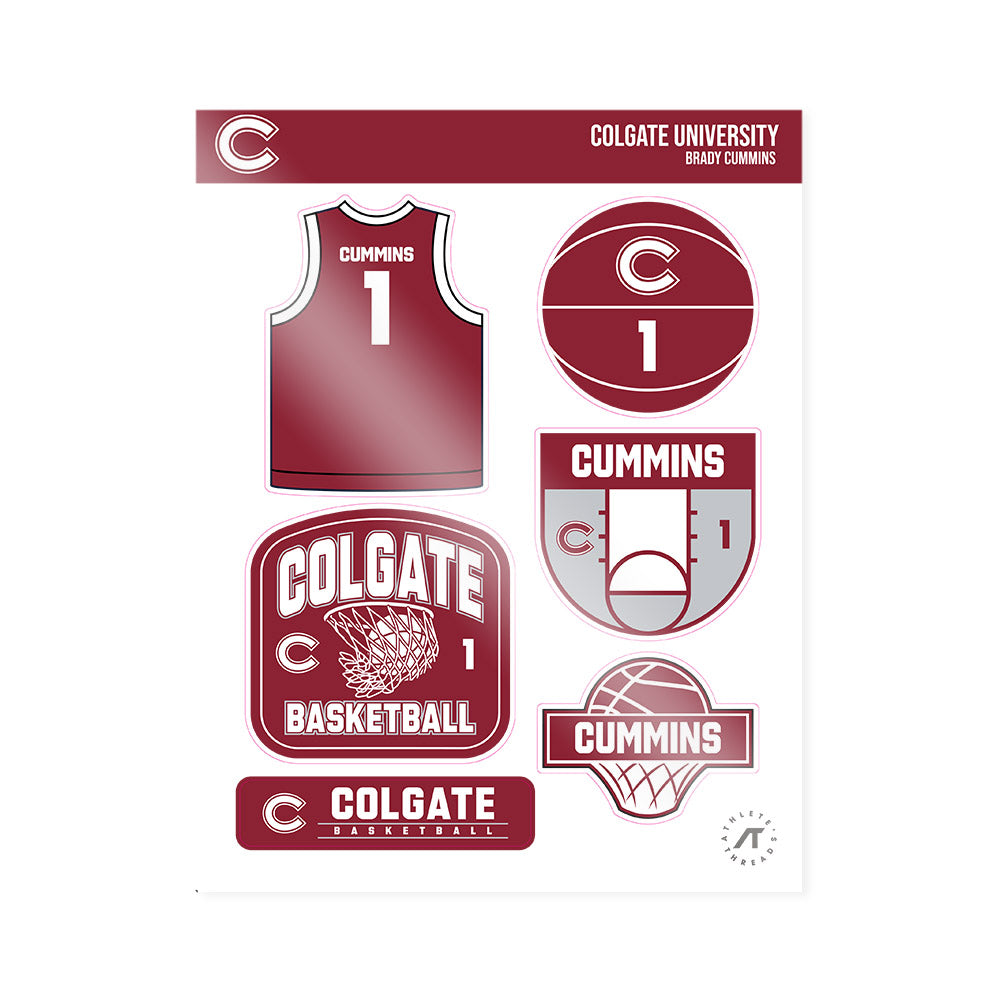 Colgate - NCAA Men's Basketball : Brady Cummins - Sticker Sheet-0