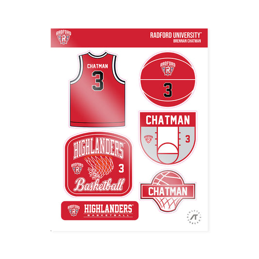 Radford - NCAA Men's Basketball : Brennan Chatman - Sticker Sheet-0