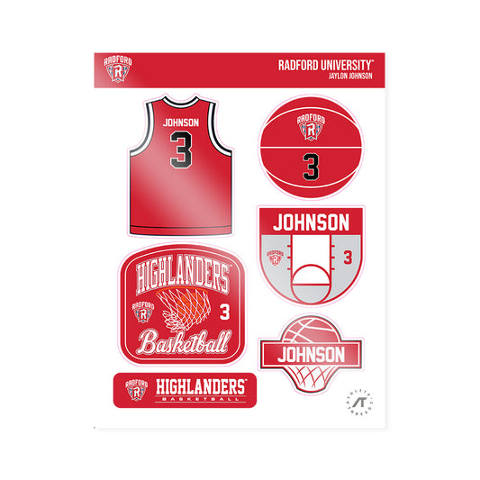 Radford - NCAA Men's Basketball : Jaylon Johnson - Sticker Sheet-0