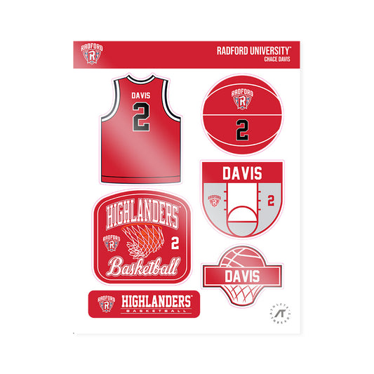 Radford - NCAA Men's Basketball : Chace Davis - Sticker Sheet-0